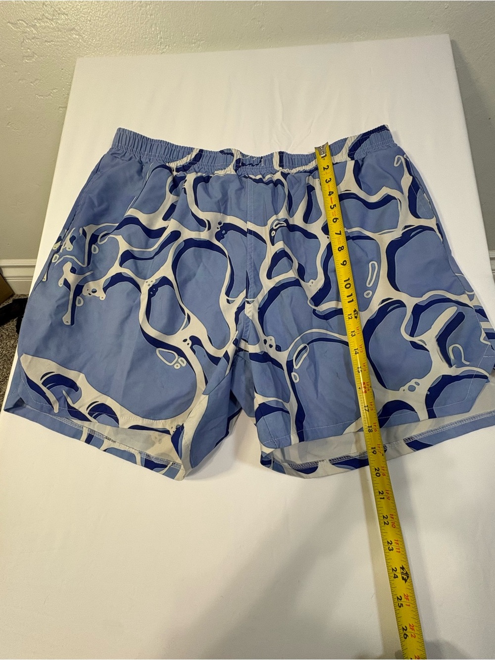 Ouku 3XL Light Blue & Navy Patterned Swim Shorts